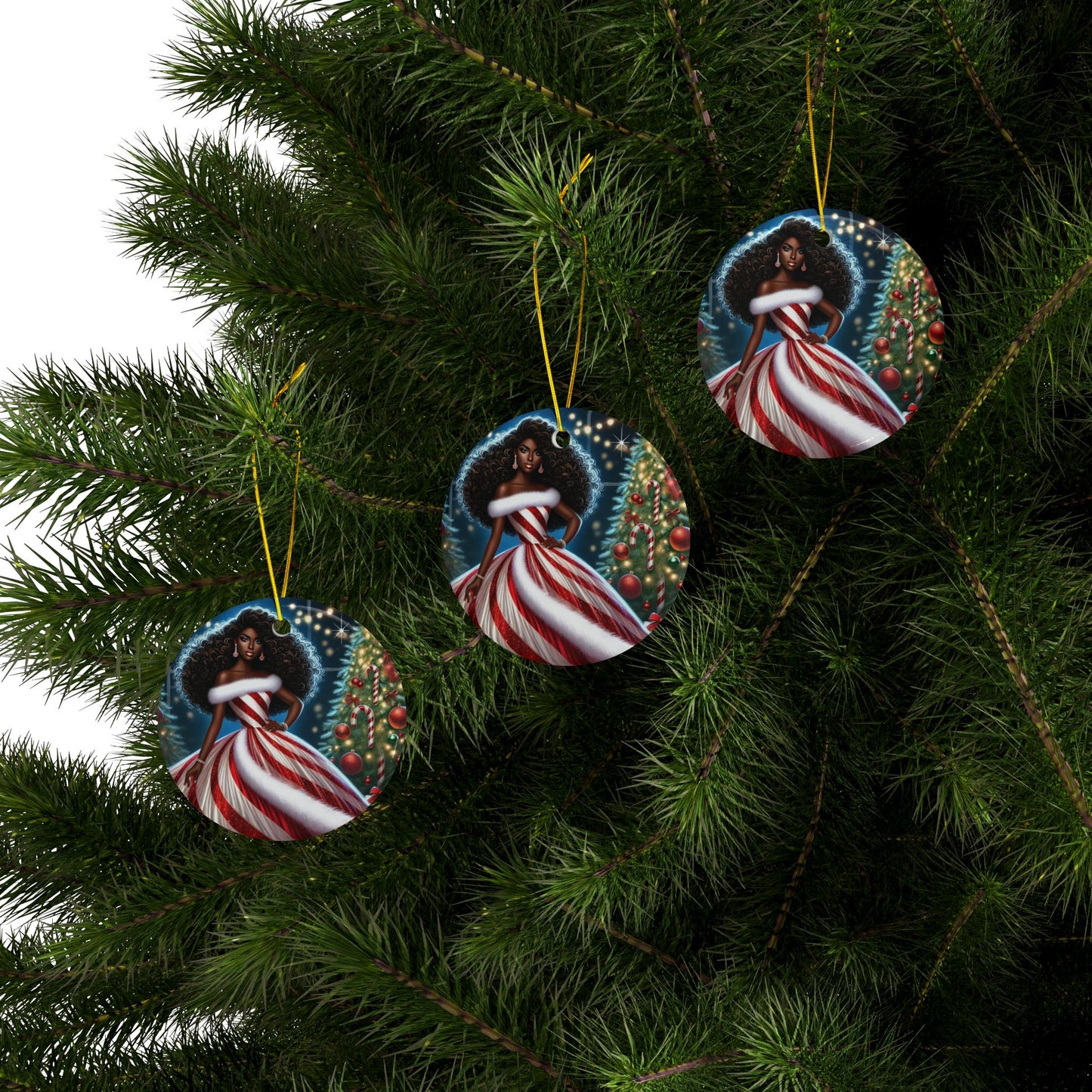 Holiday Ceramic Ornaments with Festive Design - Multi-Pack Options