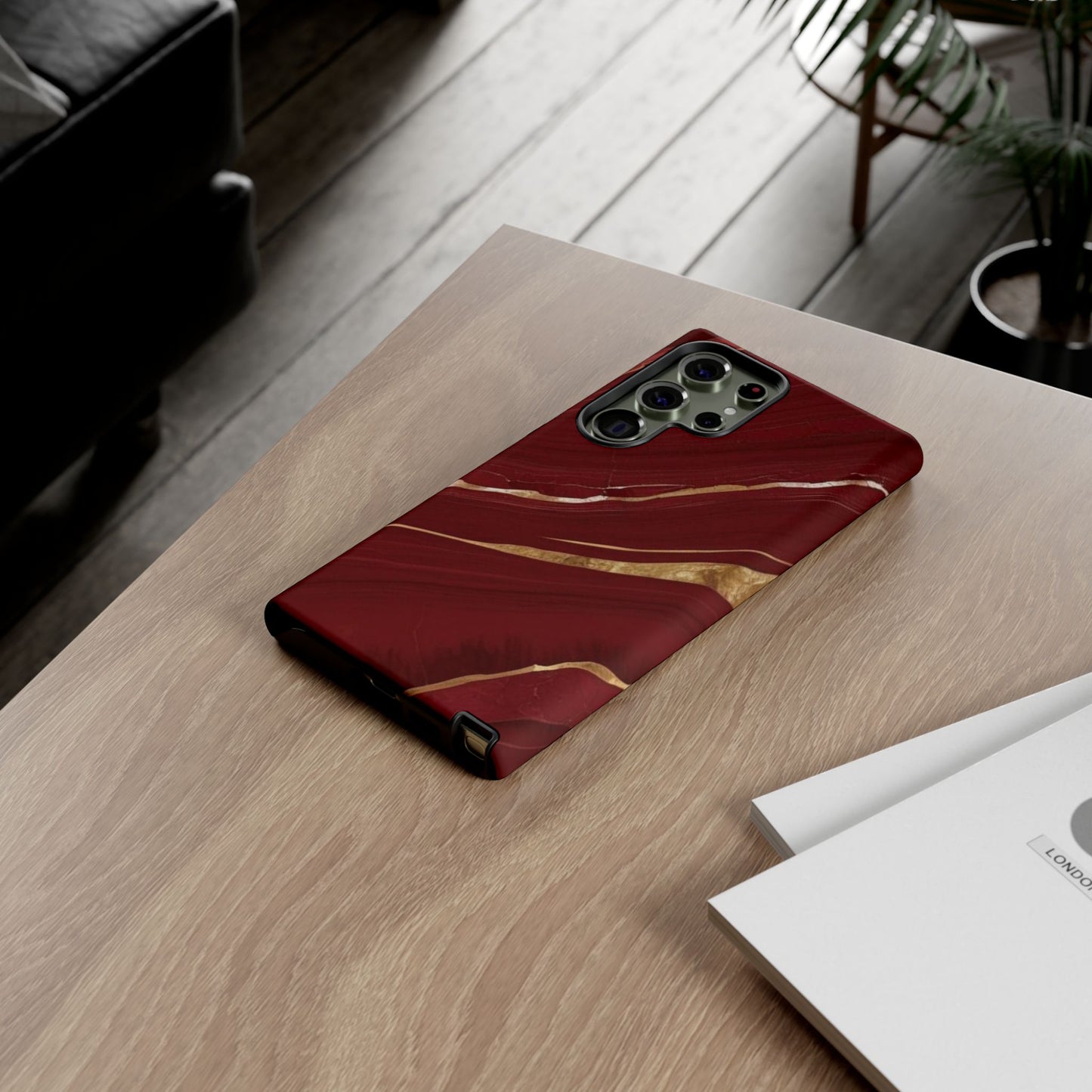 Elegant Red Marble Phone Case - Tough Cases, Stylish Phone Cover, Gift for Her, Luxe Cellphone Protection, Modern Accessories