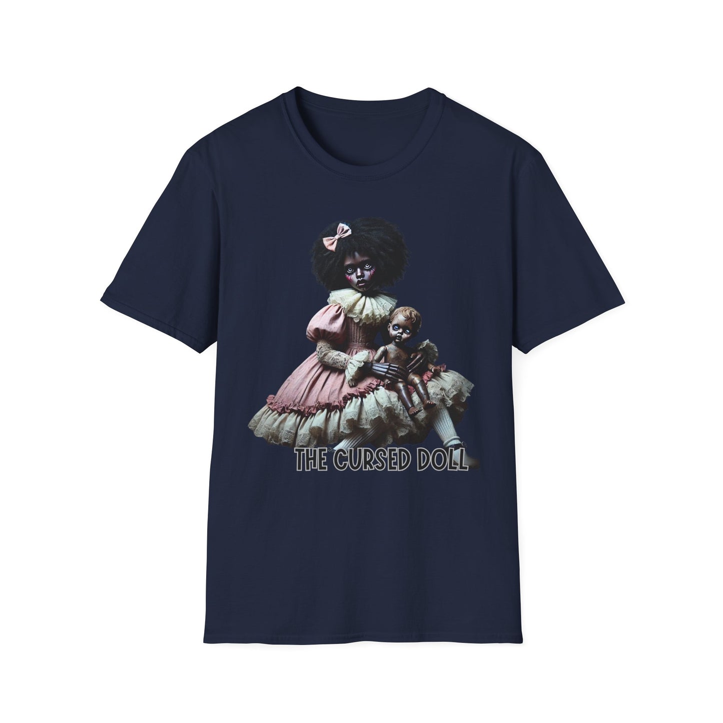 Cursed Doll Graphic Tee, Unisex Graphic T-Shirt, Horror Themed Shirt, Halloween Costume, Gifts for Horror Fans, Spooky Apparel