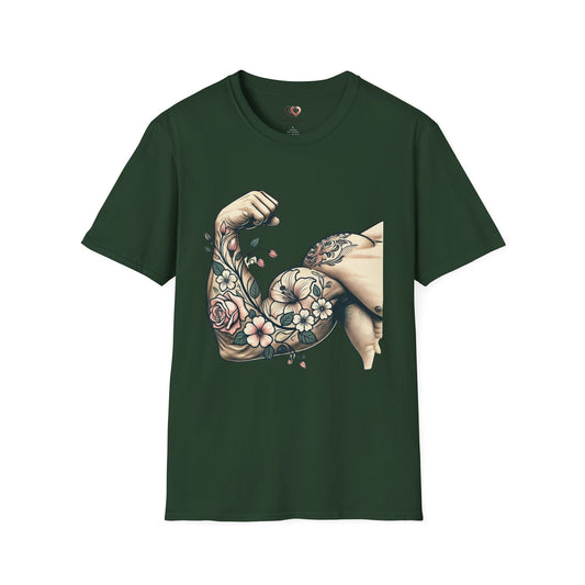 Floral Arm Tattoo T-Shirt, Stylish Unisex Tee, Summer Fashion, Gift for Him or Her, Tattoo Lovers Apparel, Casual Wear