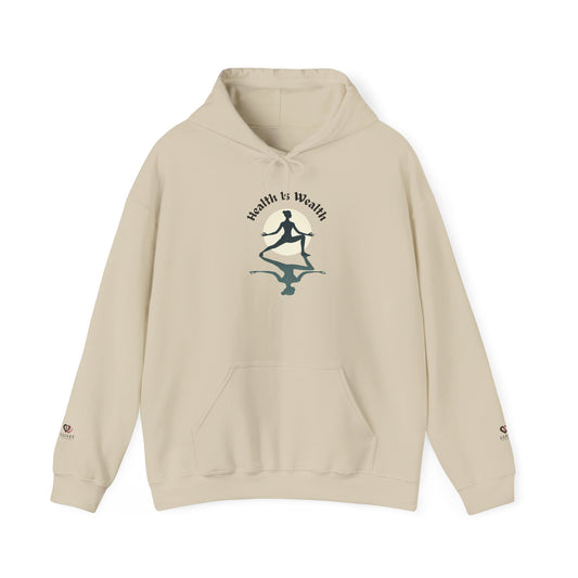 Health is Wealth Unisex Hooded Sweatshirt | Motivational Sweatshirt for Fitness Lovers, Inspirational Hoodie, Cozy Gift, Wellness Apparel