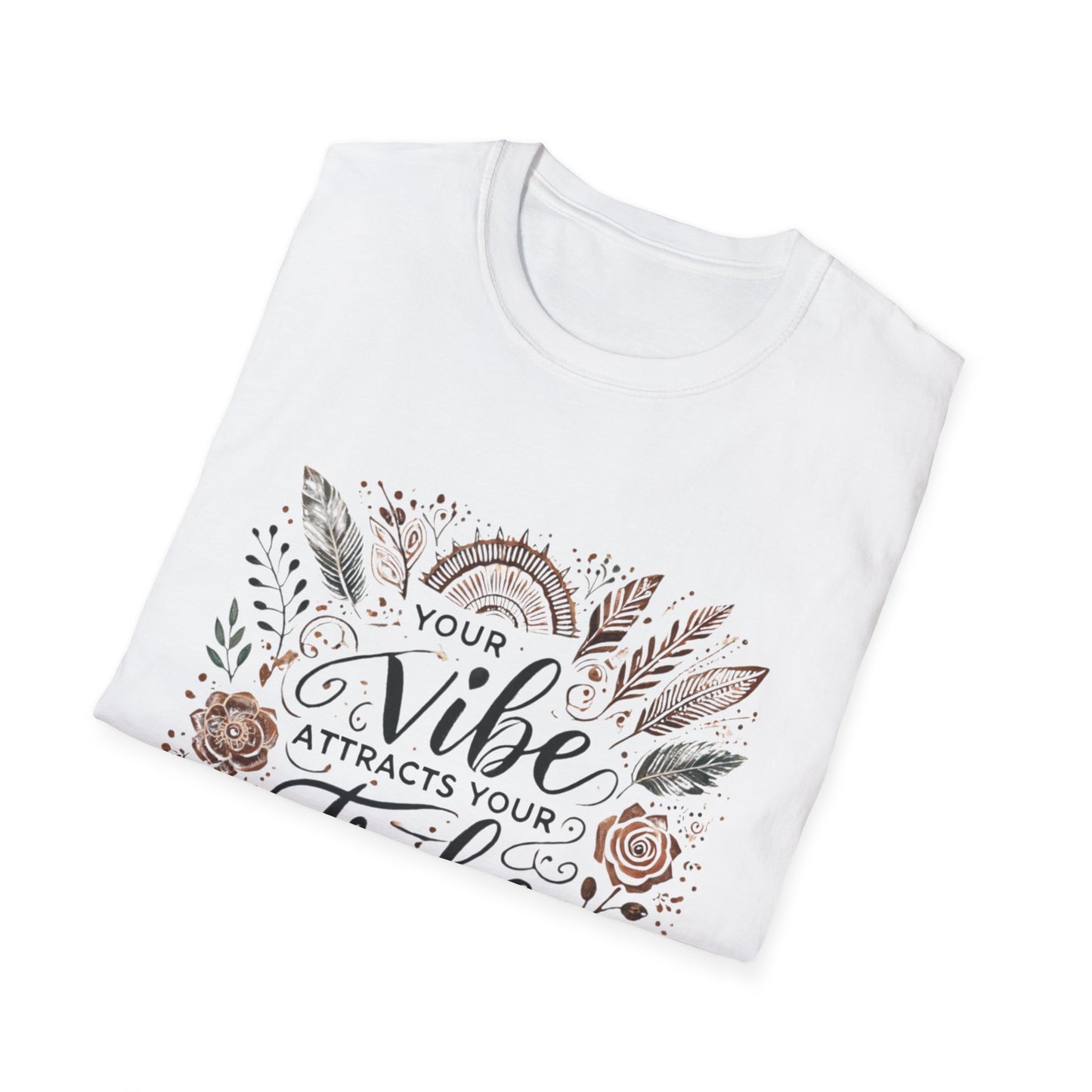 Your Vibe Attracts Your Tribe Unisex Softstyle T-Shirt, Inspirational Tee, Gift for Friends, Spiritual Shirt, Casual Wear, Trendy Clothing