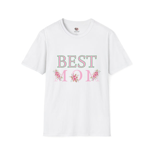 Best Mom Unisex Softstyle T-Shirt | Perfect Gift for Mother's Day, Birthday, Casual Wear, Floral Design, Family Gatherings