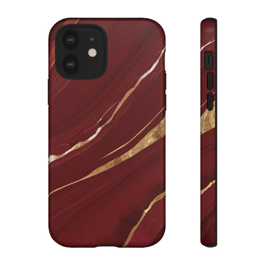 Elegant Red Marble Phone Case - Tough Cases, Stylish Phone Cover, Gift for Her, Luxe Cellphone Protection, Modern Accessories