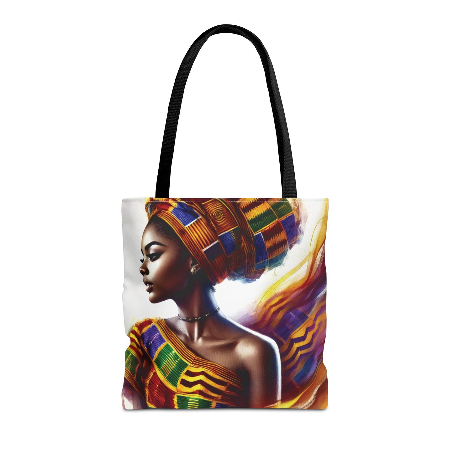 African Queen Portrait Tote Bag | Kente Headwrap Art
