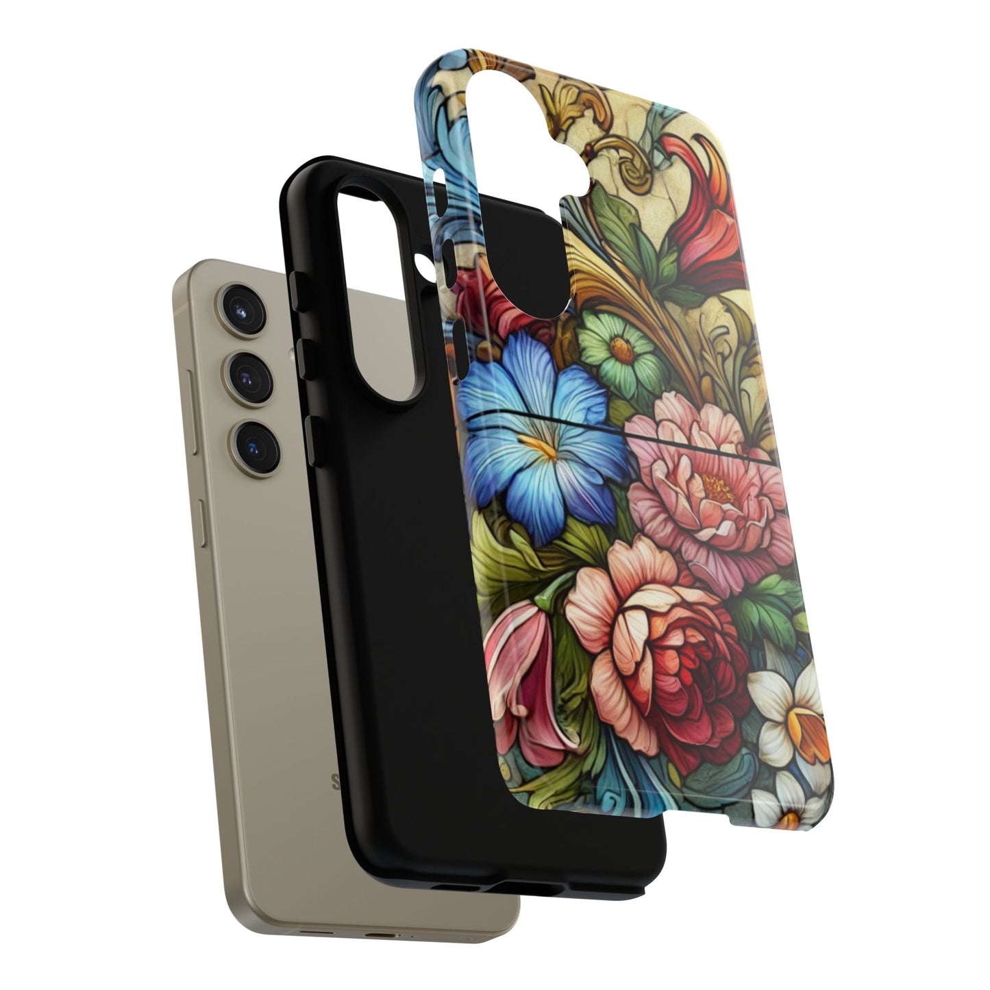Floral Phone Case, Tough Cases with Colorful Floral Design, Gift for Her, Elegant Phone Cover, Spring Vibes, Unique Design