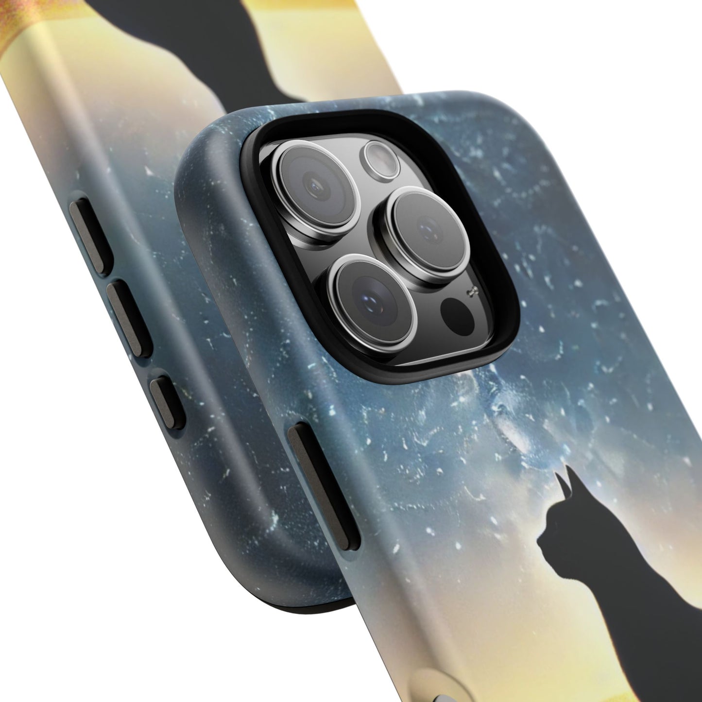 Cat Silhouette Phone Case | Floral Night Sky Design | Unique Gift, Cat Lover, Nature Lover, Birthday, Handmade