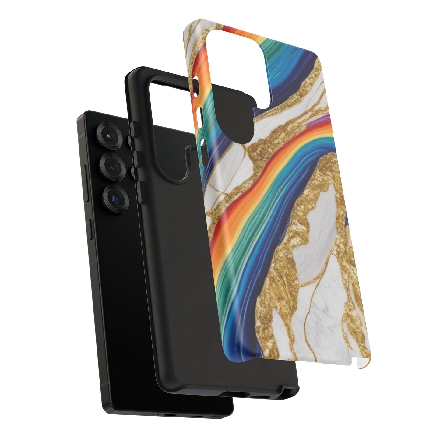 Colorful Marble Phone Case with Rainbow Design, Tough Phone Cover, Customizable Gift, Trendy Cell Accessories, Unique Style