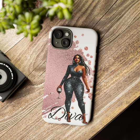 Glamorous Diva Cell Phone Case, Stylish Female Beauty Cover, Tough Cases for Women, Fabulous Girl Boss Accessories, Fashionable Lady Phone