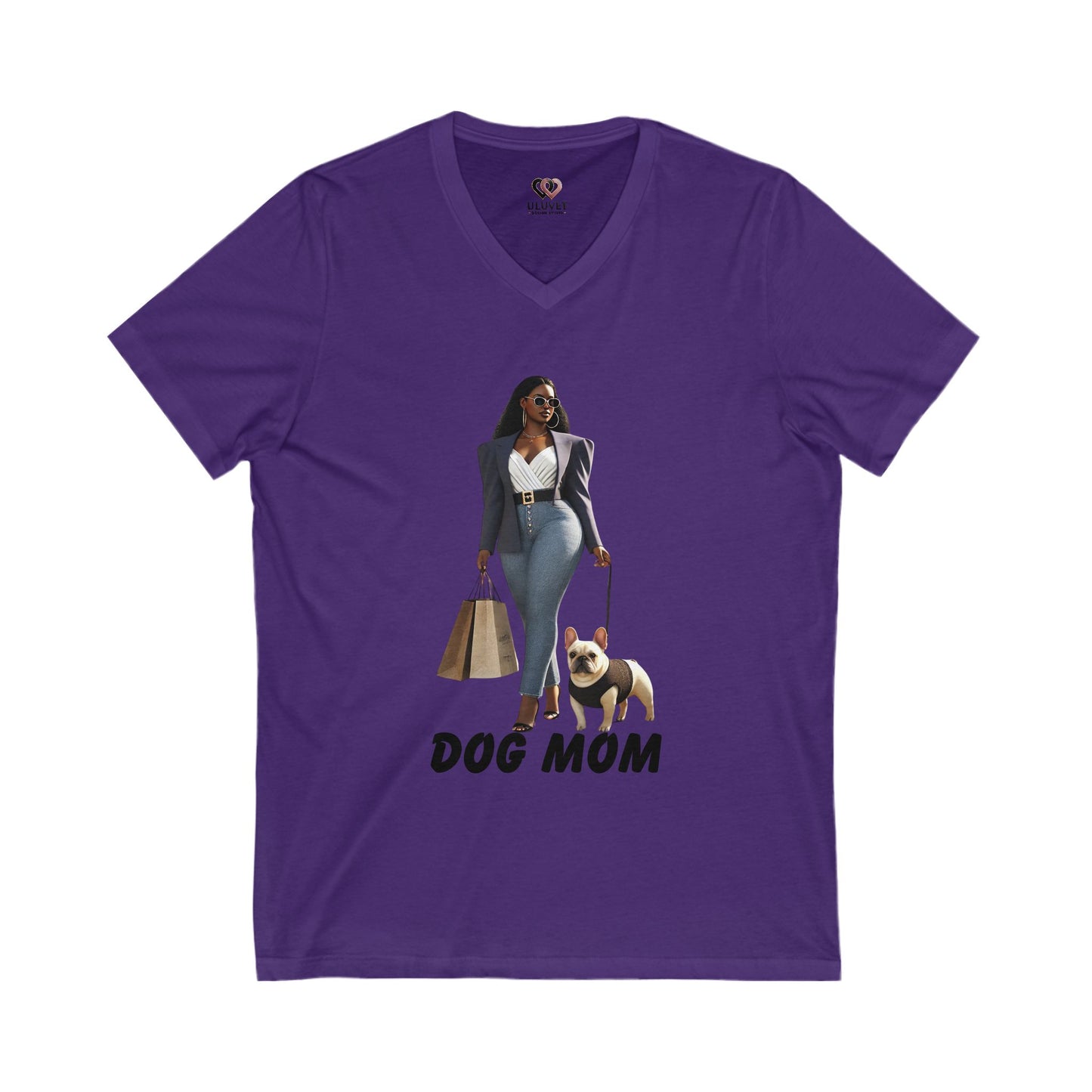 Stylish Dog Mom V-Neck Tee, Perfect Gift for Pet Lovers, Casual Wear, Dog Owner Apparel, Birthday and Mother's Day Gift