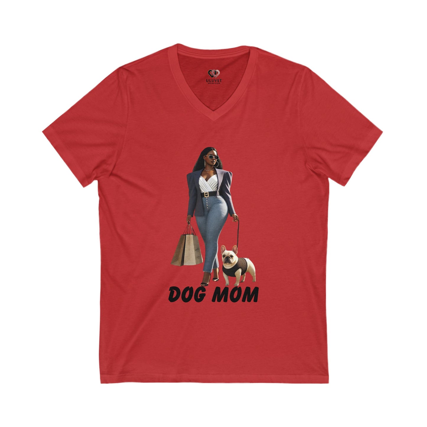 Stylish Dog Mom V-Neck Tee, Perfect Gift for Pet Lovers, Casual Wear, Dog Owner Apparel, Birthday and Mother's Day Gift