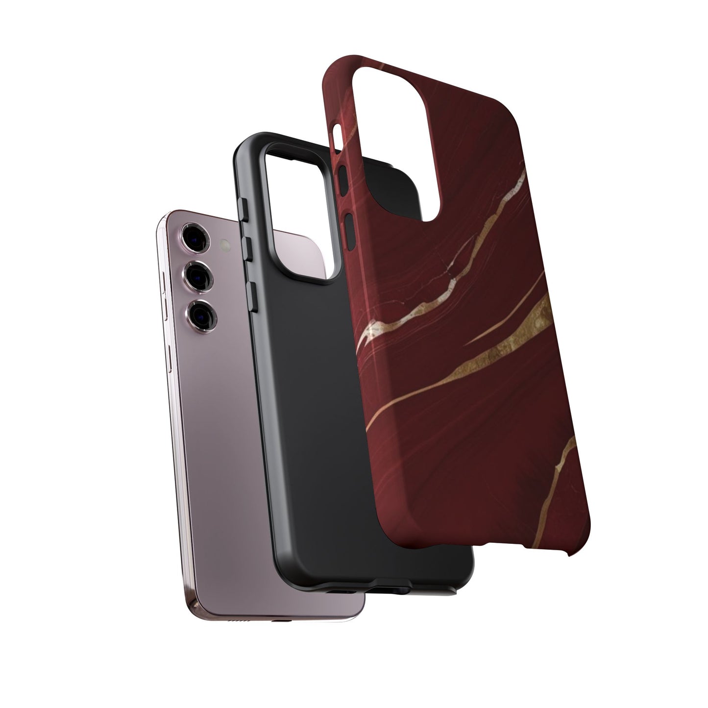 Elegant Red Marble Phone Case - Tough Cases, Stylish Phone Cover, Gift for Her, Luxe Cellphone Protection, Modern Accessories