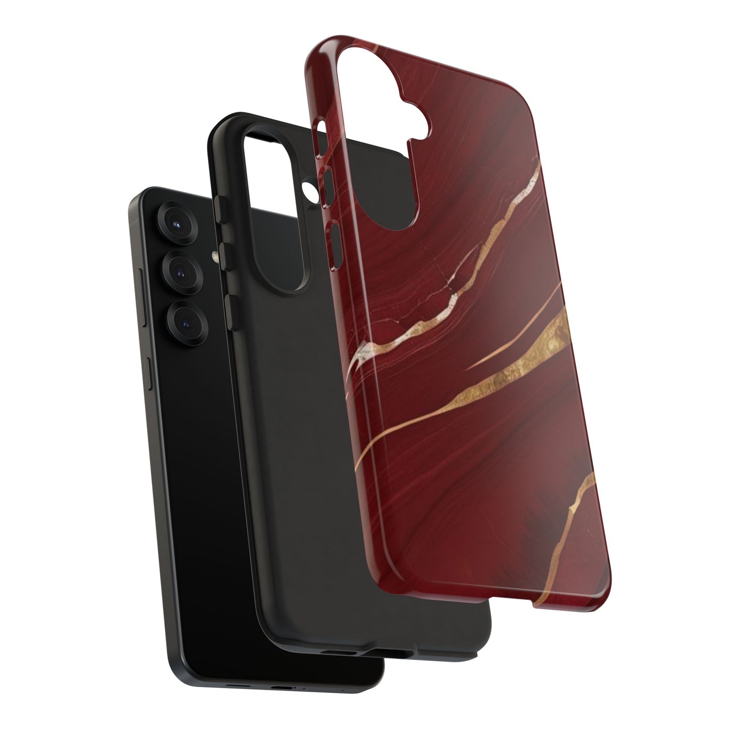 Elegant Red Marble Phone Case - Tough Cases, Stylish Phone Cover, Gift for Her, Luxe Cellphone Protection, Modern Accessories
