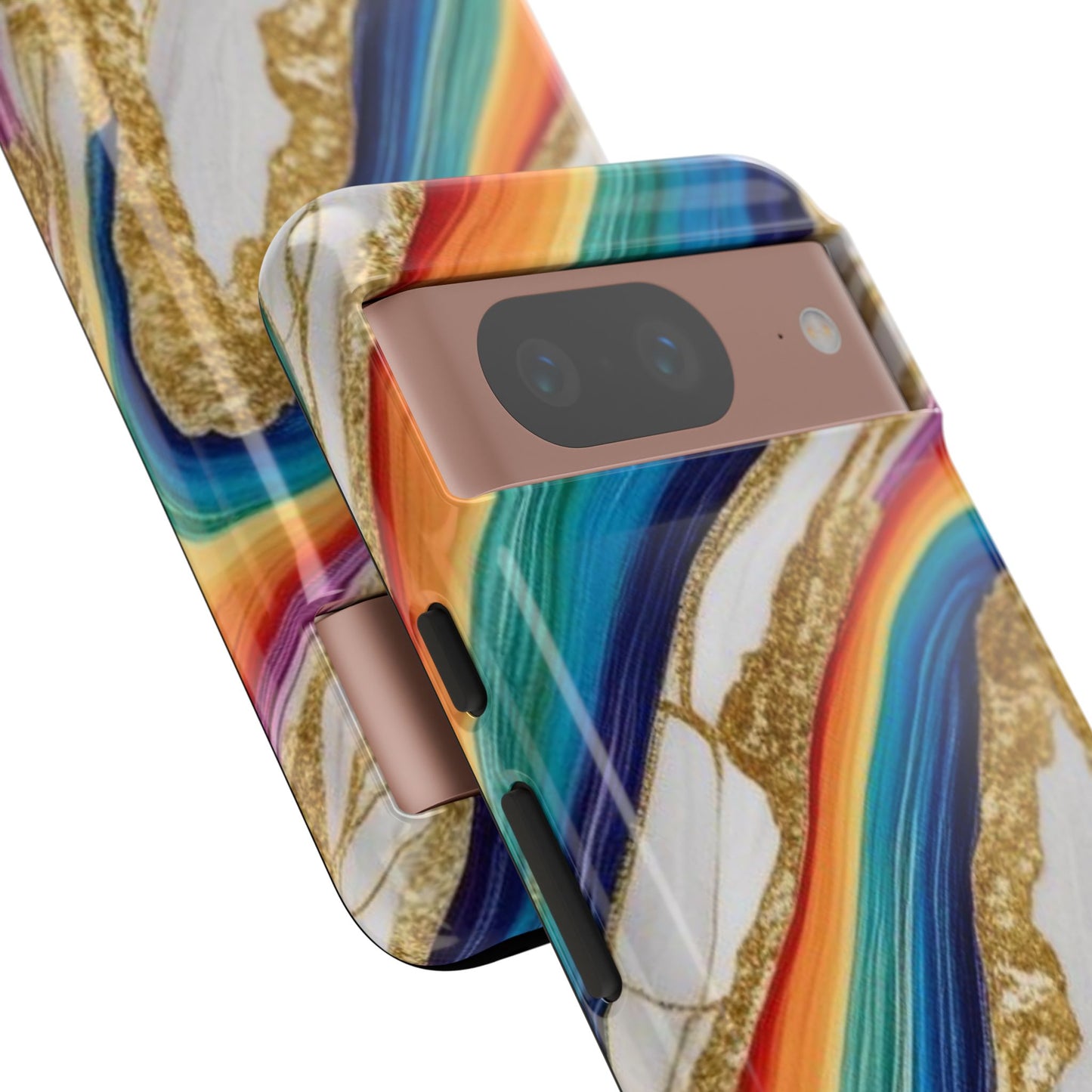 Colorful Marble Phone Case with Rainbow Design, Tough Phone Cover, Customizable Gift, Trendy Cell Accessories, Unique Style