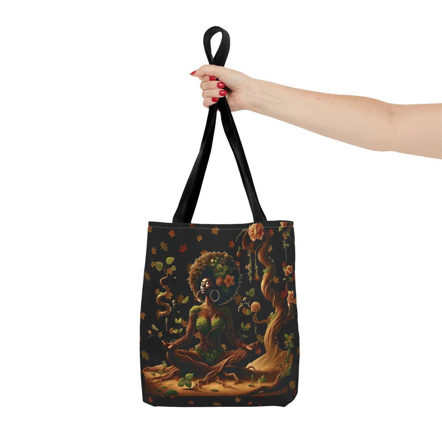 Afro Goddess Meditation Tote Bag | Botanical Meditation Artwork