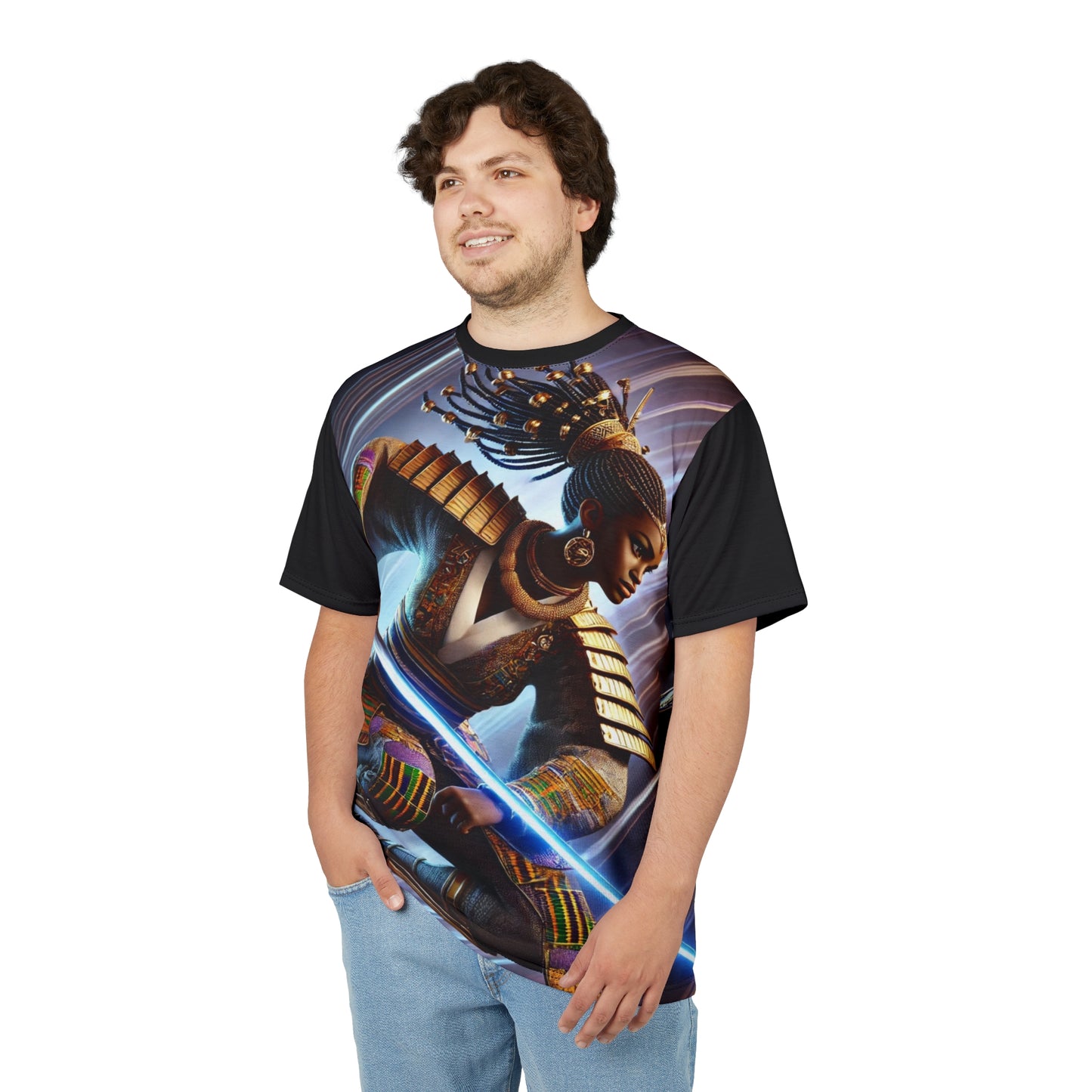 Warrior Queen Graphic Tee — Futuristic Kinetic African Warrior Design
