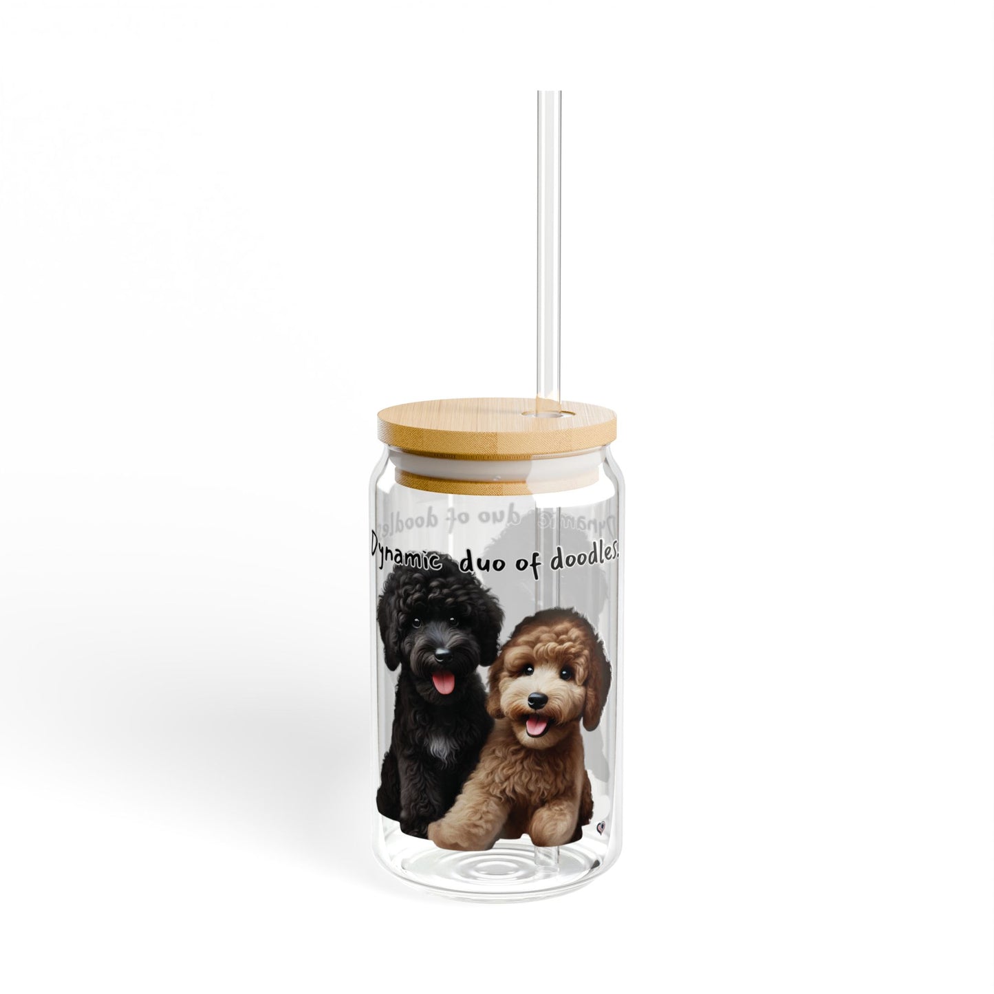 Dog Lovers Sipper Glass, 16oz - Cute Pet Drinkware, Doodle Dog Glass, Gift for Pet Owners, Funny Animal Cup, Beverage Container