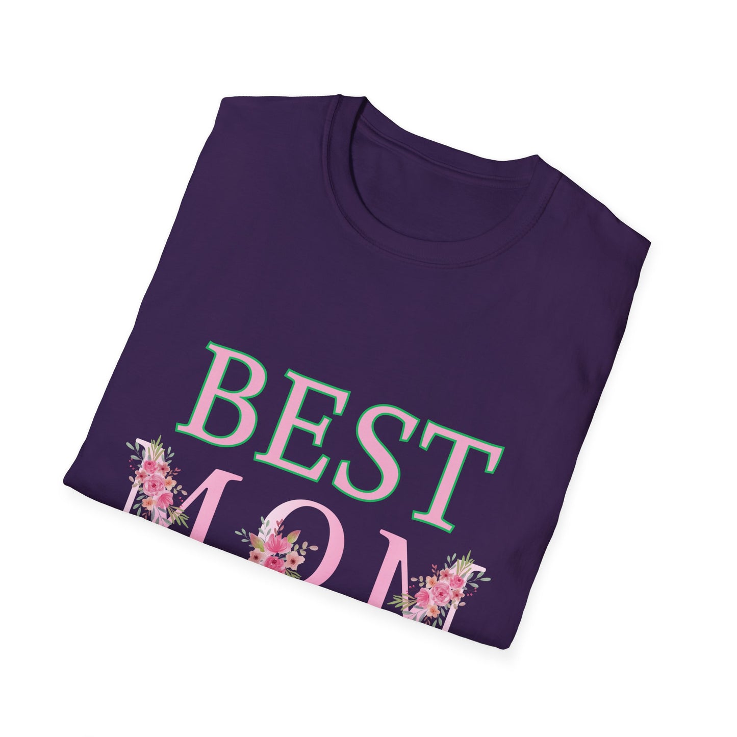 Best Mom Unisex Softstyle T-Shirt | Perfect Gift for Mother's Day, Birthday, Casual Wear, Floral Design, Family Gatherings