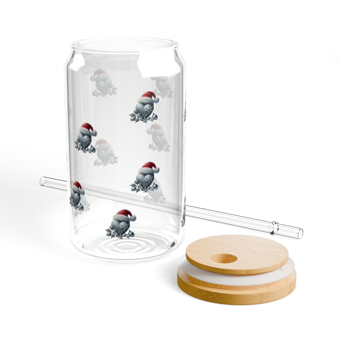 Festive Sipper Glass | 16oz Holiday Drinkware, Cute Gift for Christmas, Party Favor, Home Decor, Reusable Straw