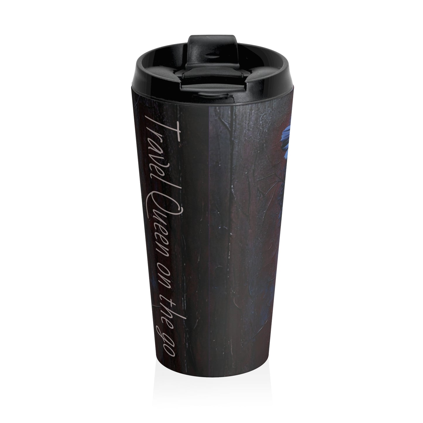 Travel Queen on the Go stainless steel travel mug | dark floral design