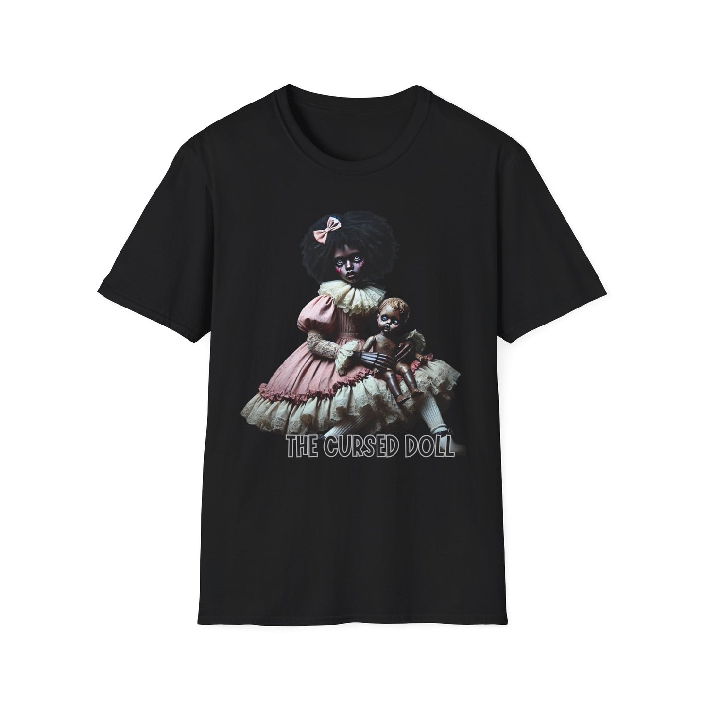 Cursed Doll Graphic Tee, Unisex Graphic T-Shirt, Horror Themed Shirt, Halloween Costume, Gifts for Horror Fans, Spooky Apparel