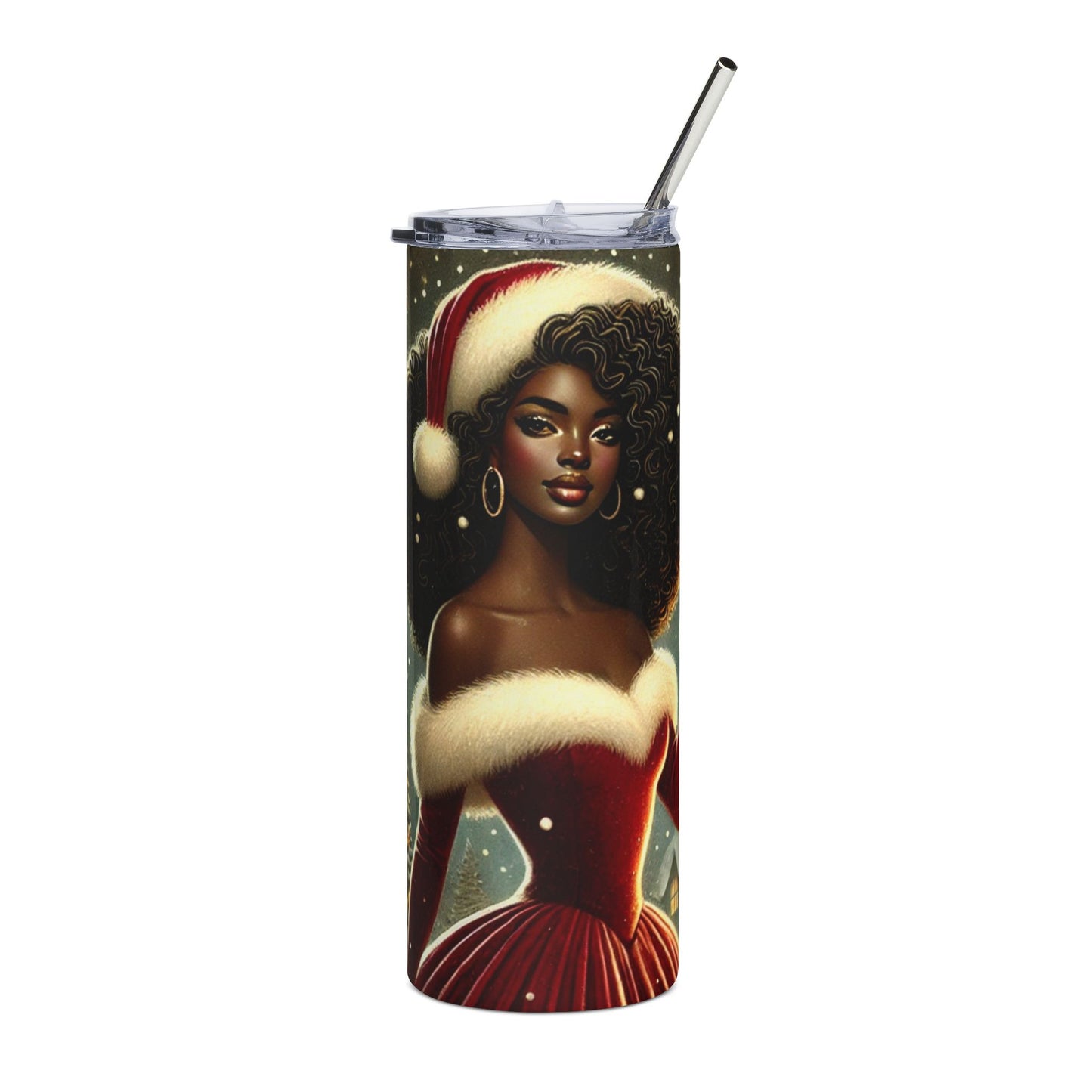 Holiday Themed Stainless Steel Tumbler - 20oz Christmas Drinkware with Elegant Design