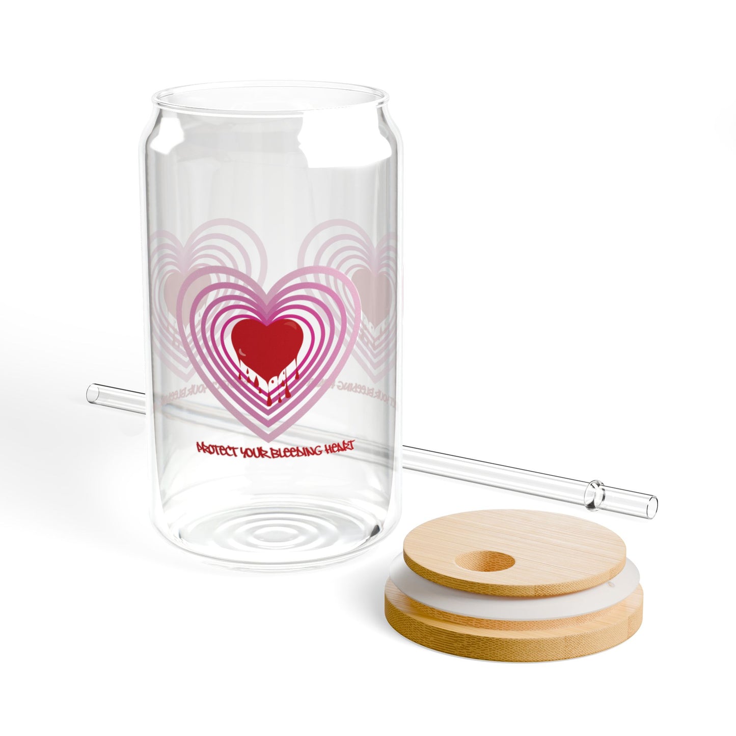 Love Heart Sipper Glass, 16oz | Perfect for Valentine’s Day, Romantic Gifts, Home Decor, Reusable Drinkware, Eco-Friendly