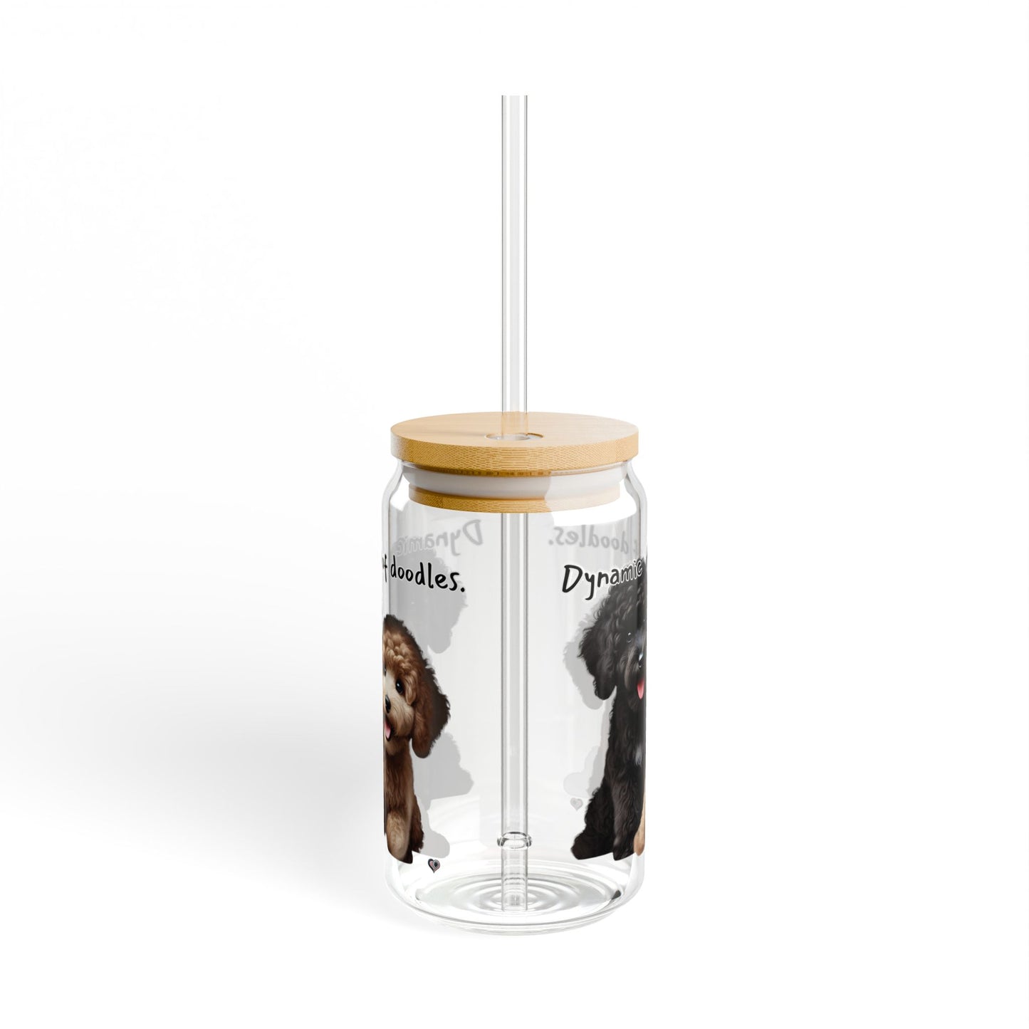 Dog Lovers Sipper Glass, 16oz - Cute Pet Drinkware, Doodle Dog Glass, Gift for Pet Owners, Funny Animal Cup, Beverage Container