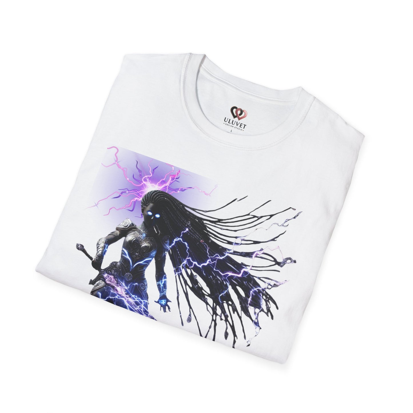 Electrifying Warrior T-Shirt - Unisex Softstyle Tee, Anime Apparel, Boutiques, Gifts for Gamers, Birthday Present, Casual Wear