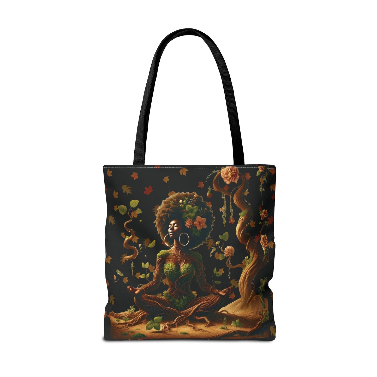 Afro Goddess Meditation Tote Bag | Botanical Meditation Artwork