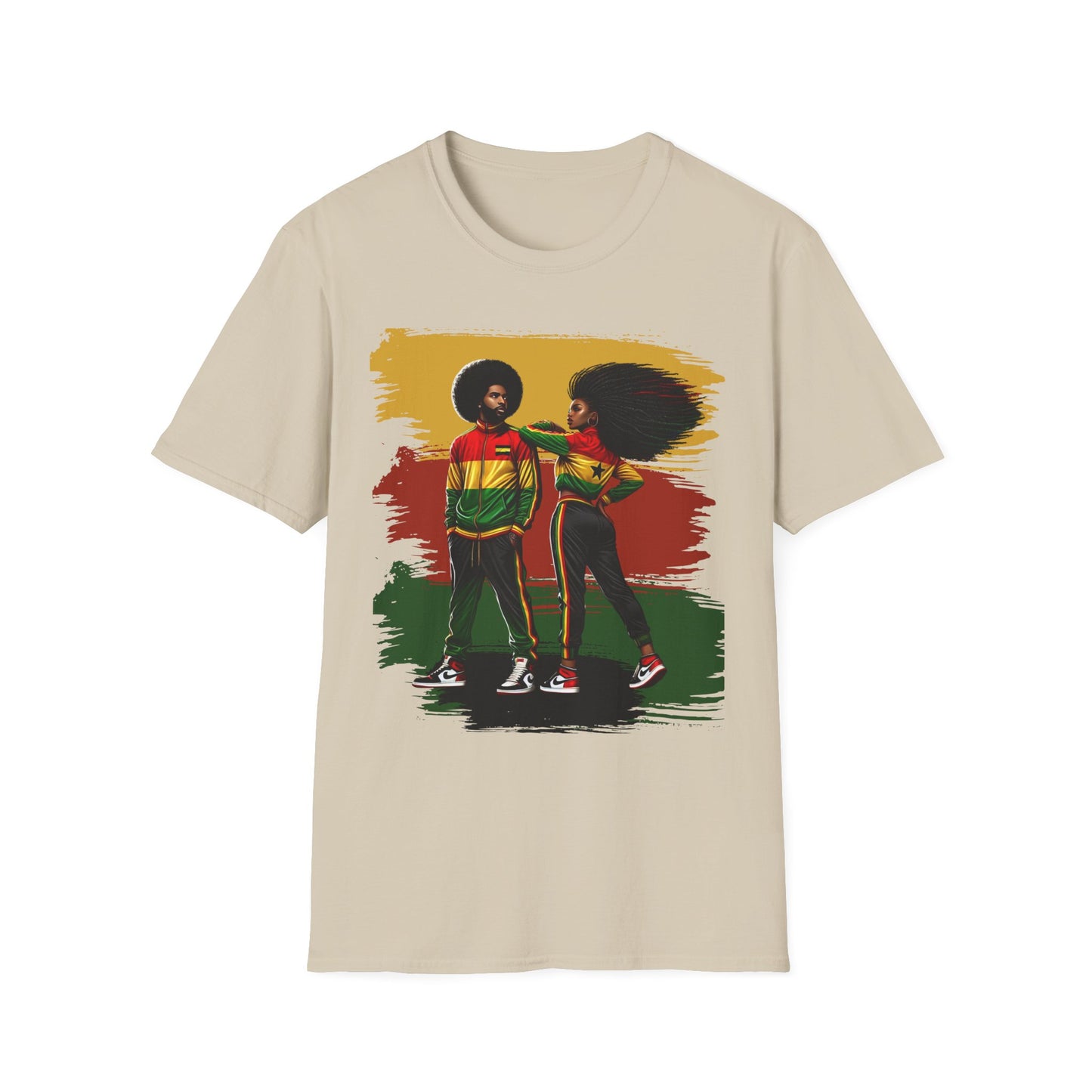 Afro Retro Couple T-Shirt — Rasta Colors Urban Pride Tee