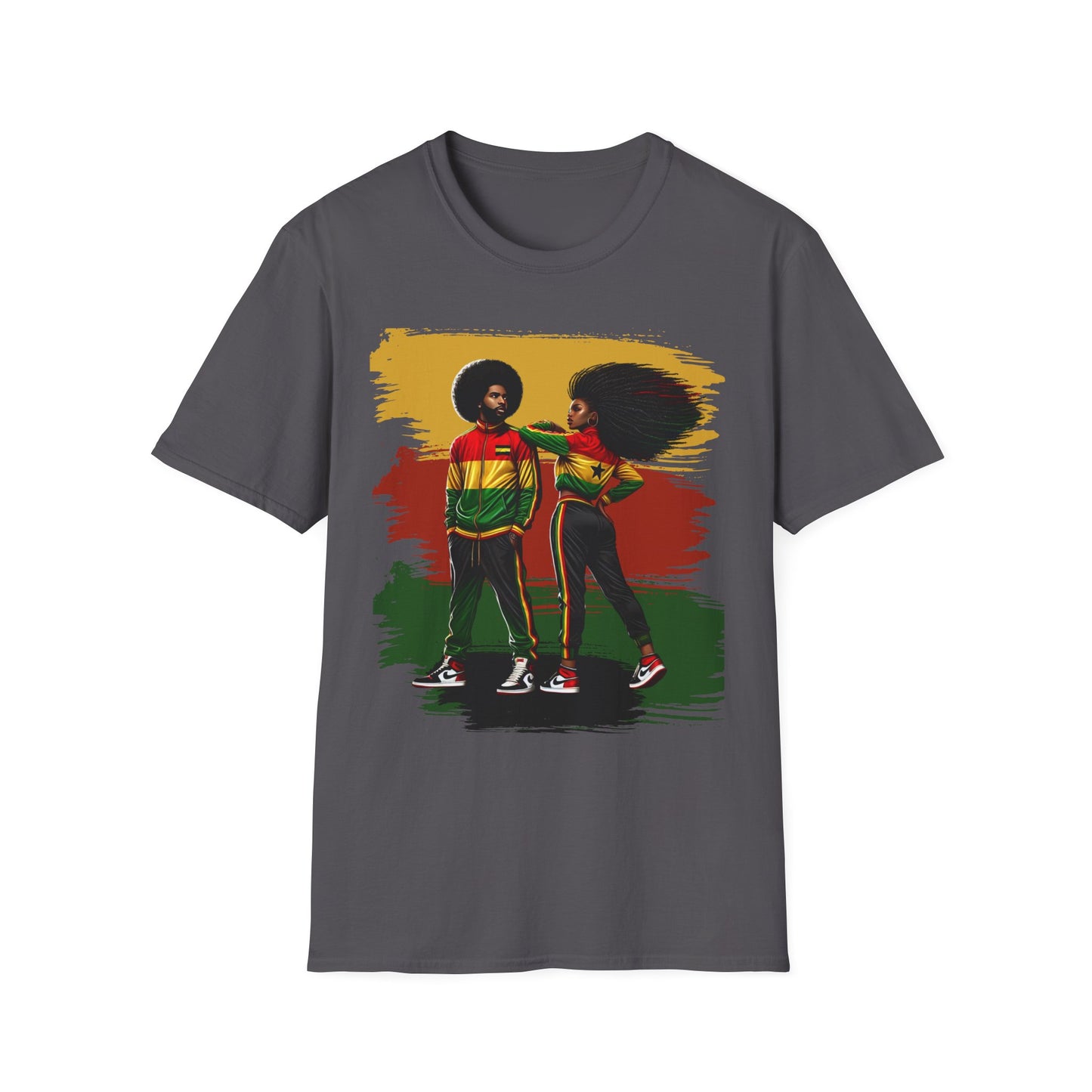 Afro Retro Couple T-Shirt — Rasta Colors Urban Pride Tee