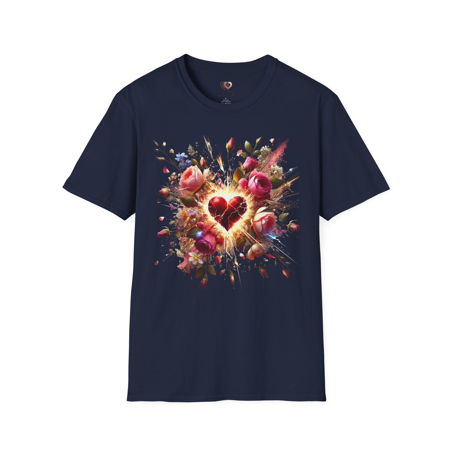 Romantic Floral Heart T-Shirt | Gift for Her | Valentine's Day, Anniversary, Casual Wear, Softstyle Tee, Perfect for Love