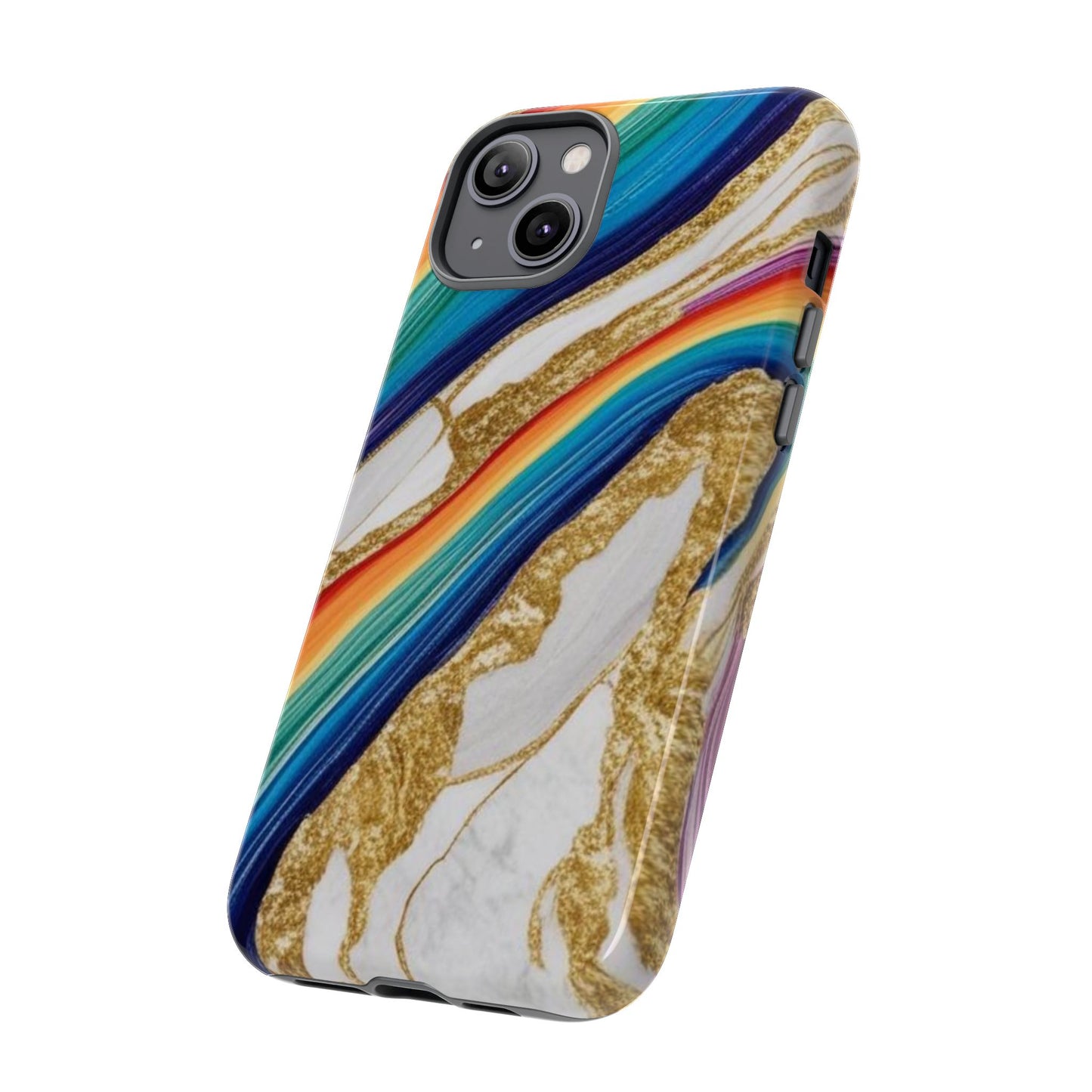 Colorful Marble Phone Case with Rainbow Design, Tough Phone Cover, Customizable Gift, Trendy Cell Accessories, Unique Style
