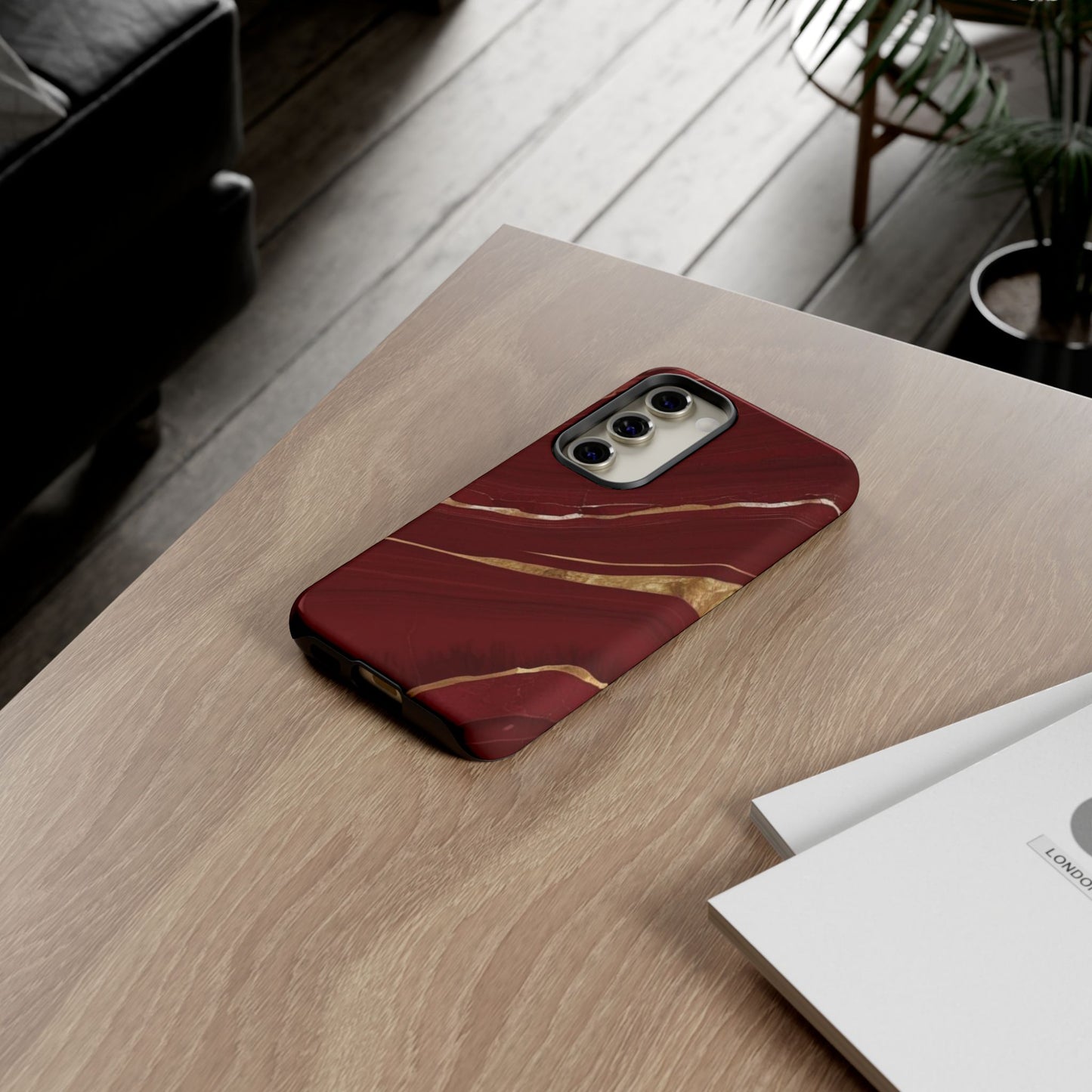 Elegant Red Marble Phone Case - Tough Cases, Stylish Phone Cover, Gift for Her, Luxe Cellphone Protection, Modern Accessories