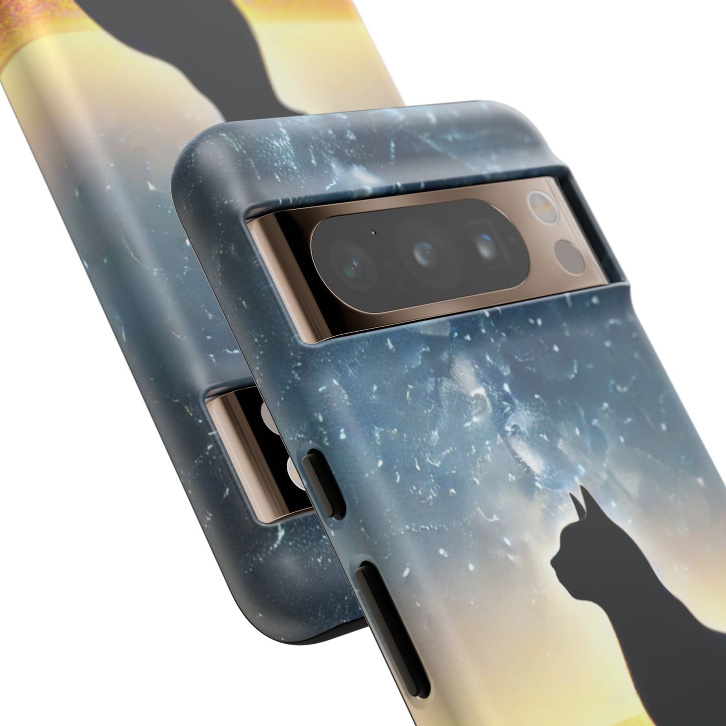Cat Silhouette Phone Case | Floral Night Sky Design | Unique Gift, Cat Lover, Nature Lover, Birthday, Handmade