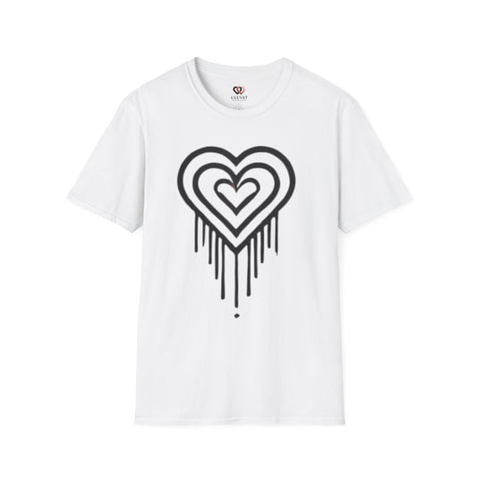 Heart Drip Unisex Softstyle T-Shirt | Cute Graphic Tee, Gift for Friends, Casual Wear, Valentine's Day, Heart Lover Apparel