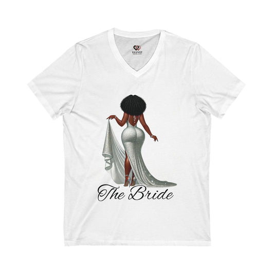 Bridal V-Neck Tee, Elegant Bride Shirt for Weddings, Bride Gift, Bridal Shower Outfit, Anniversary Gift, Bachelorette Party