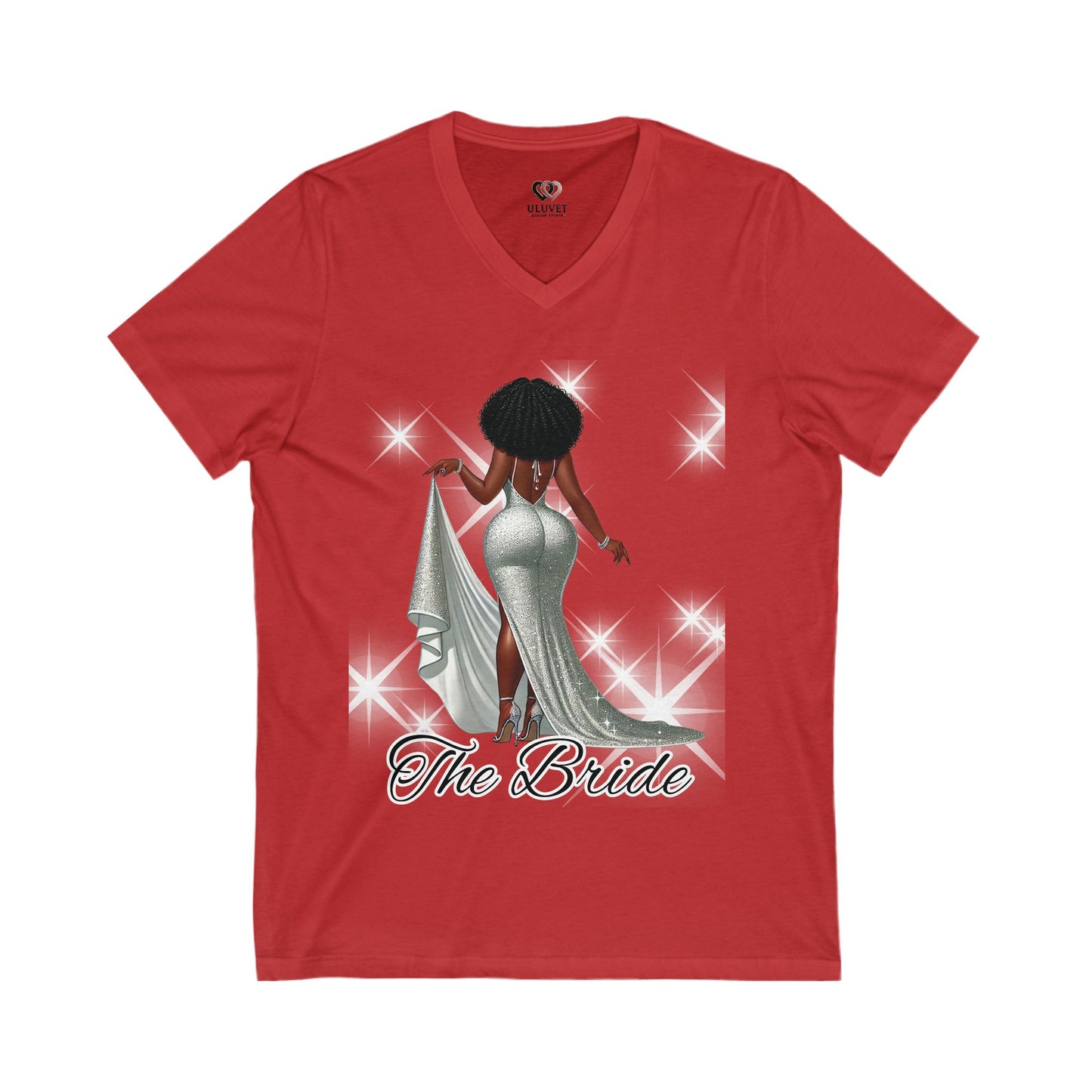 Bridal V-Neck Tee, Elegant Bride Shirt for Weddings, Bride Gift, Bridal Shower Outfit, Anniversary Gift, Bachelorette Party