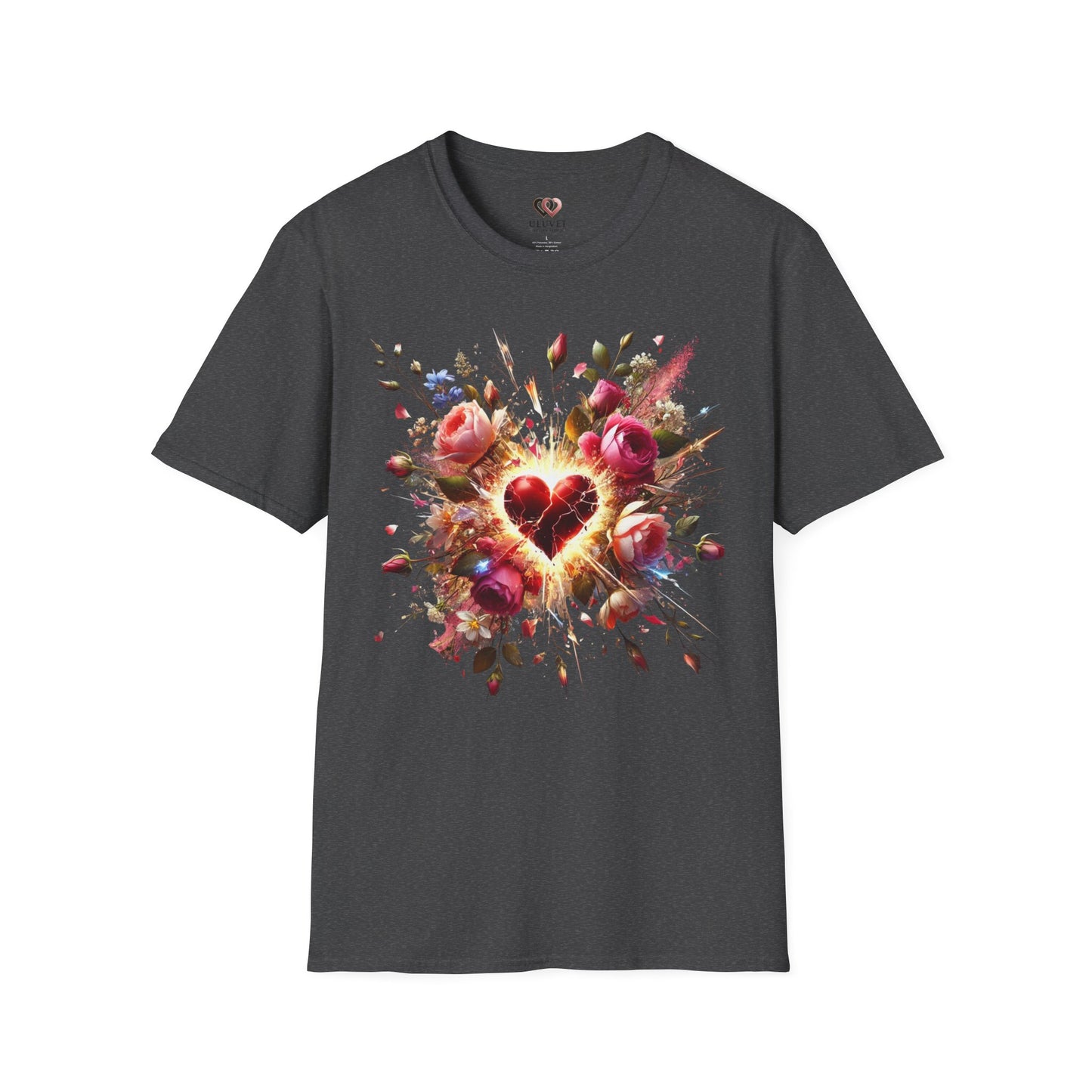 Romantic Floral Heart T-Shirt | Gift for Her | Valentine's Day, Anniversary, Casual Wear, Softstyle Tee, Perfect for Love