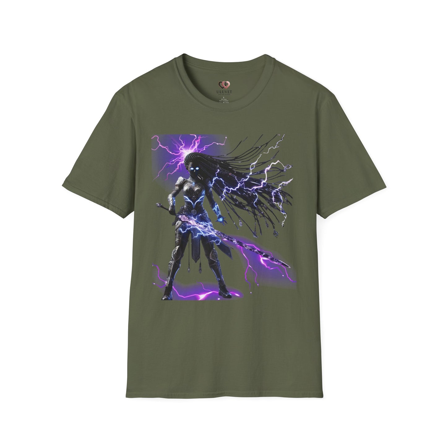 Electrifying Warrior T-Shirt - Unisex Softstyle Tee, Anime Apparel, Boutiques, Gifts for Gamers, Birthday Present, Casual Wear