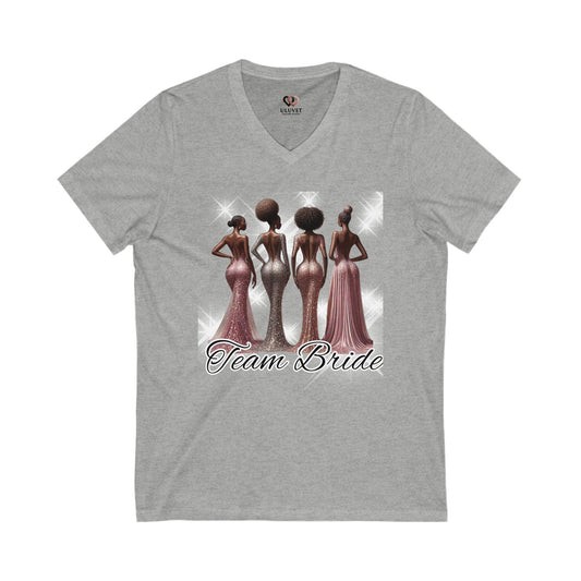 Team Bride Unisex V-Neck Tee, Bridal Party Shirt, Wedding Celebration Tee, Bachelorette Party Gift, Bridal Shower Outfit