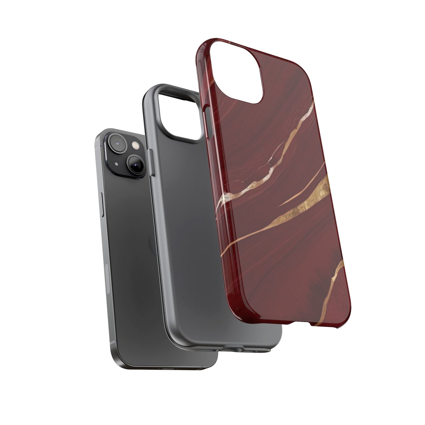 Elegant Red Marble Phone Case - Tough Cases, Stylish Phone Cover, Gift for Her, Luxe Cellphone Protection, Modern Accessories