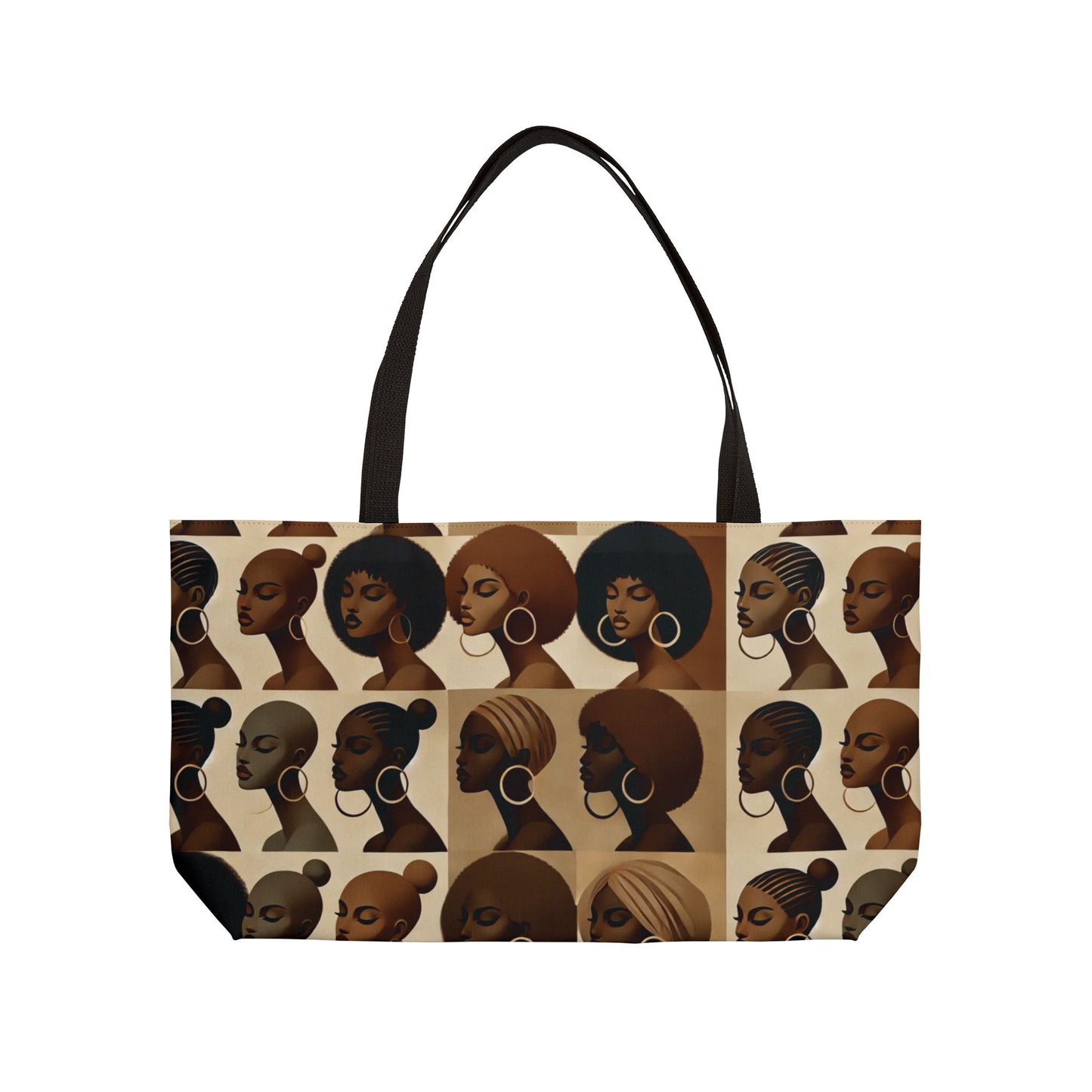 Afrocentric Profile Pattern Weekender Tote Bag. Brown Skin Silhouette Art