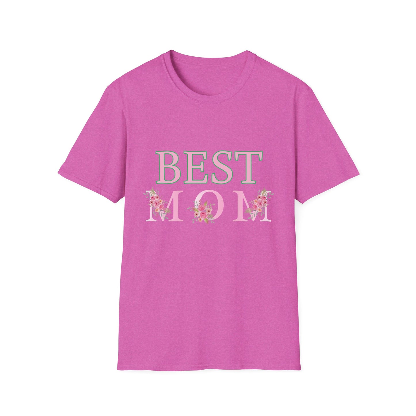 Best Mom Unisex Softstyle T-Shirt | Perfect Gift for Mother's Day, Birthday, Casual Wear, Floral Design, Family Gatherings