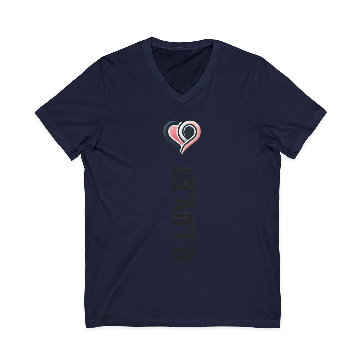 Heartfelt Love V-Neck Tee | Unisex Jersey Short Sleeve Shirt | Perfect for Valentine's, Anniversaries, Casual Wear, Gifts