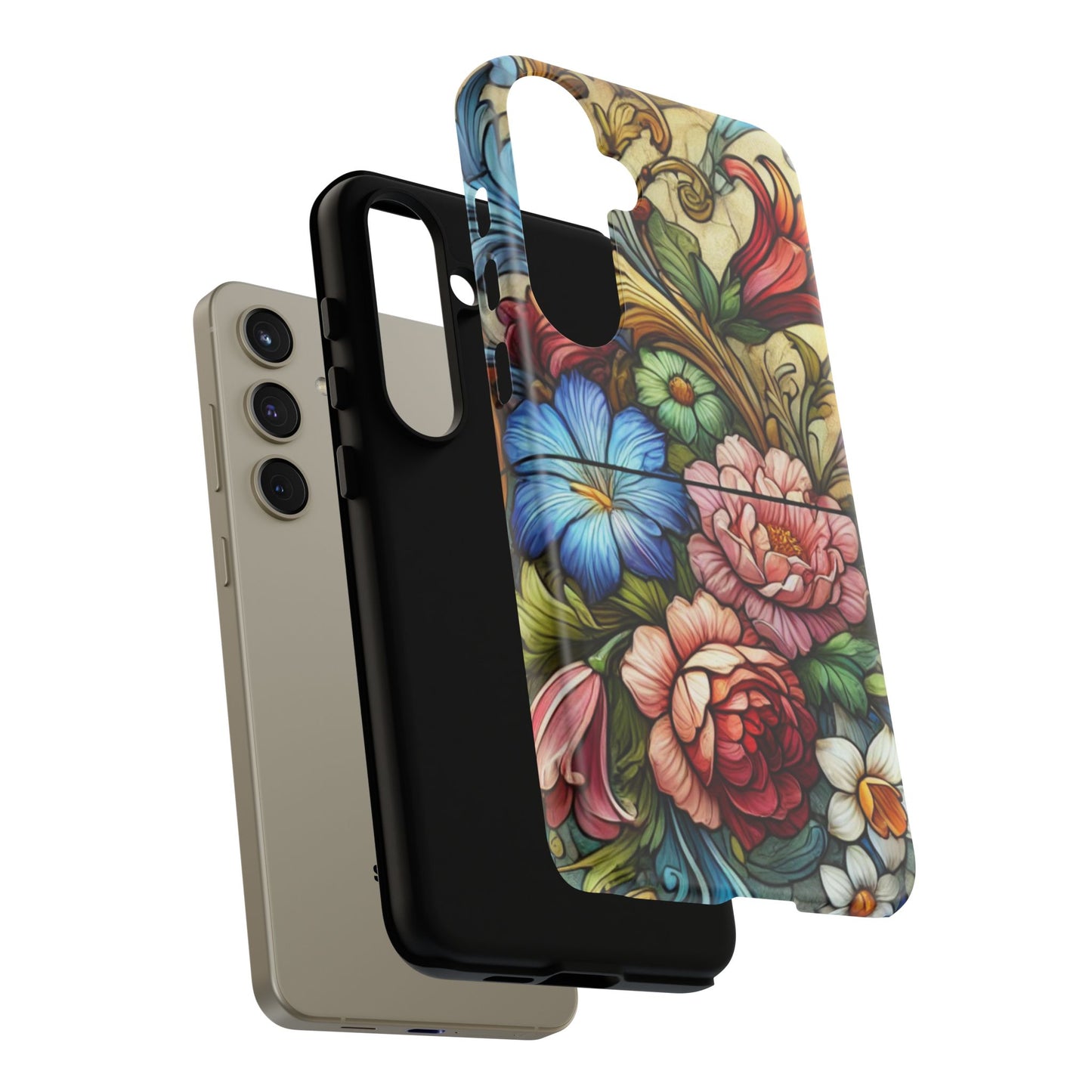 Floral Phone Case, Tough Cases with Colorful Floral Design, Gift for Her, Elegant Phone Cover, Spring Vibes, Unique Design