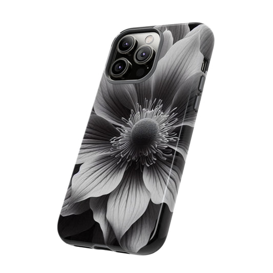 Floral Phone Case, Tough Cases with Elegant Black and White Flower Design, Unique Phone Accessories for Flower Lovers, Stylish Gift Idea,