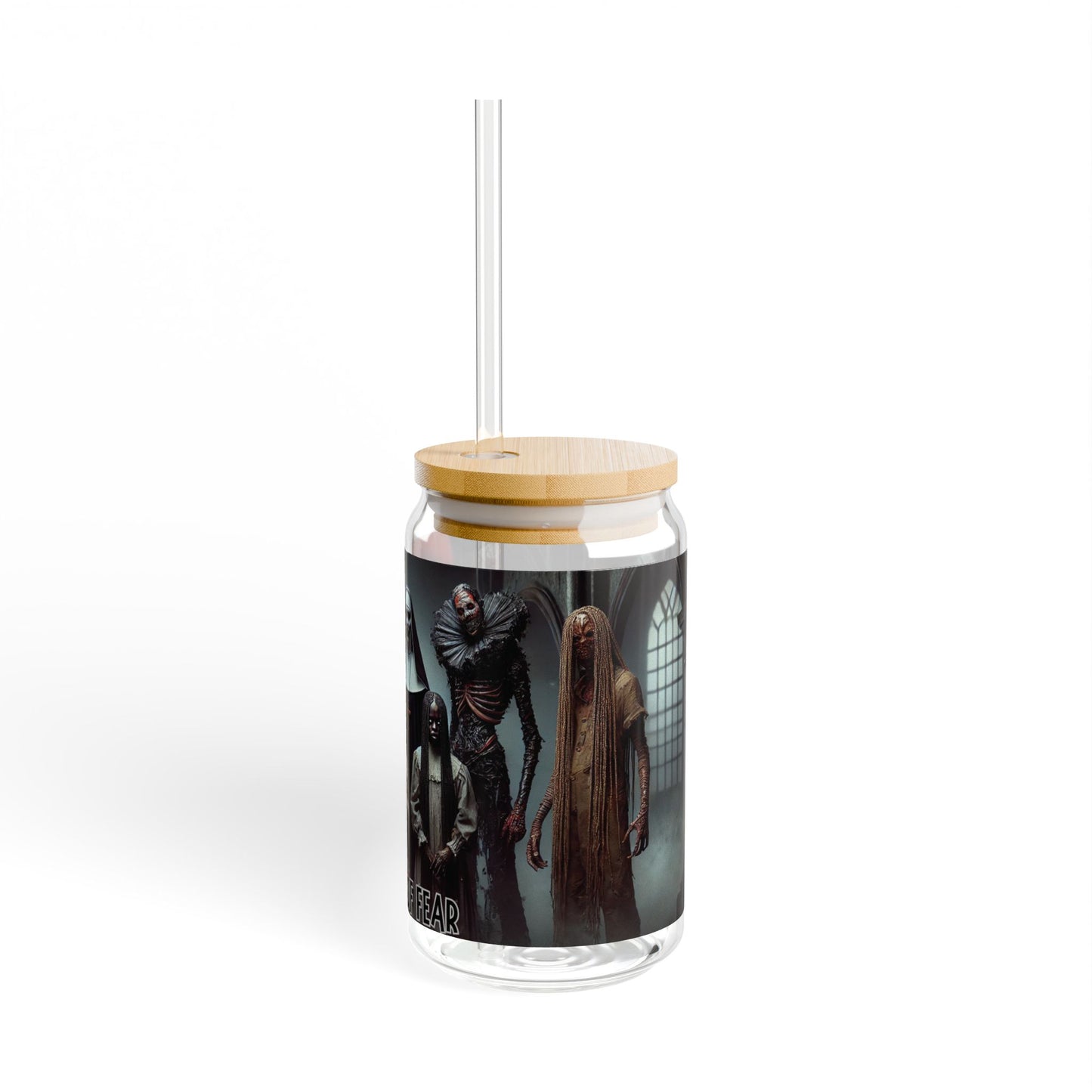 Coven Of Fear Sipper Glass, 16oz - Spooky Drinkware, Halloween Decor, Witchy Gift, Haunted Themed Party, Ghostly Beverage Container