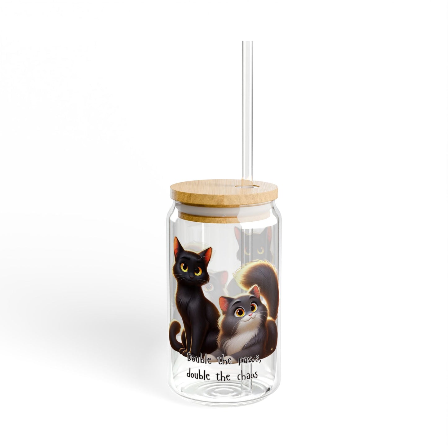 Adorable Cat-Themed Sipper Glass, Perfect for Pet Lovers, Gifts for Cat Owners, Unique Drinkware, Cute Kitchen Decor, Fun Cat Gifts